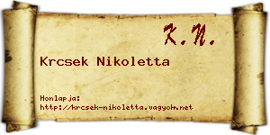 Krcsek Nikoletta névjegykártya